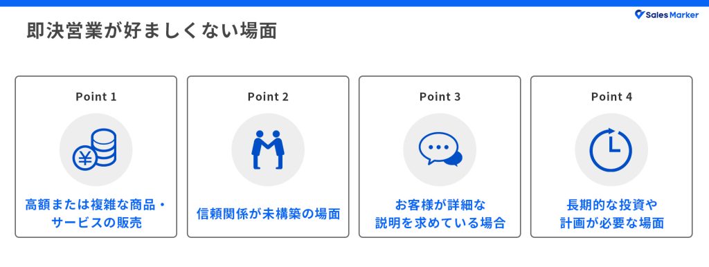 即決営業が好ましくない場面