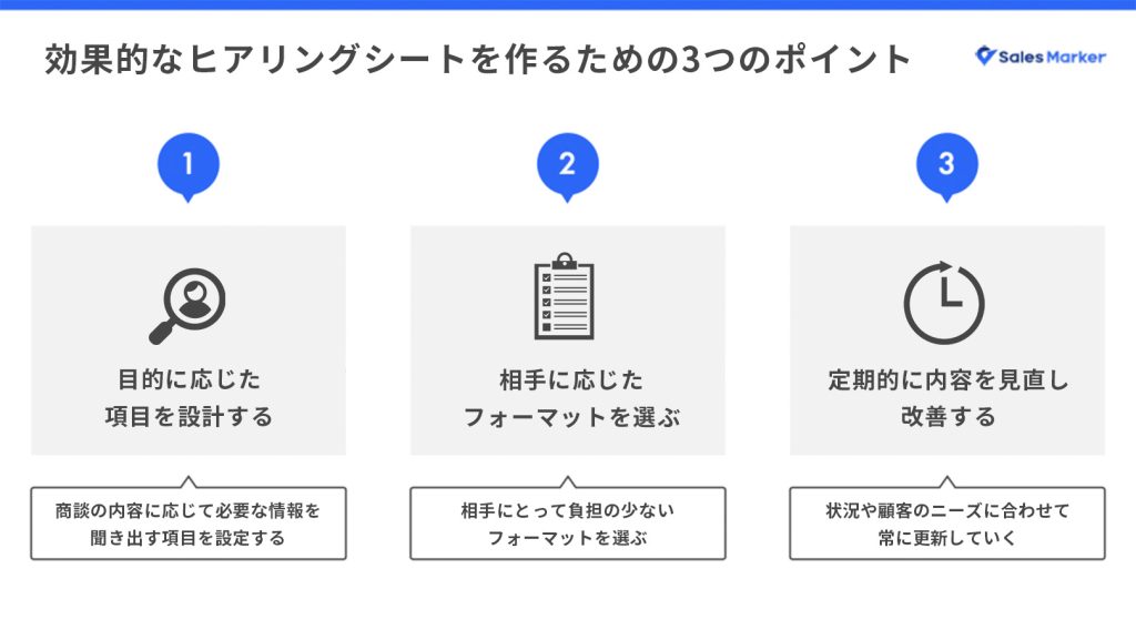 効果的なヒアリングシートを作るための3つのポイント